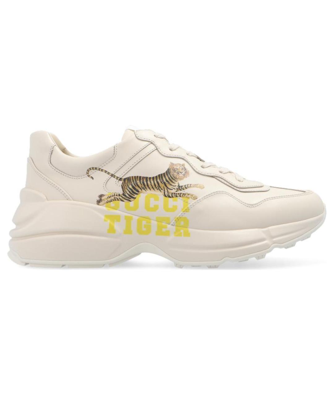 GUCCI Бежевые кожаные кроссовки, фото 1