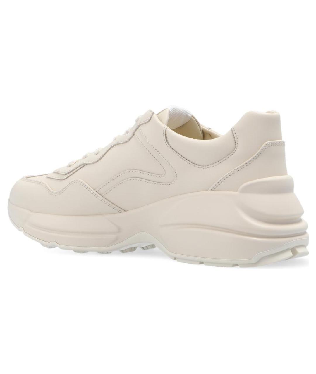 GUCCI Бежевые кожаные кроссовки, фото 4