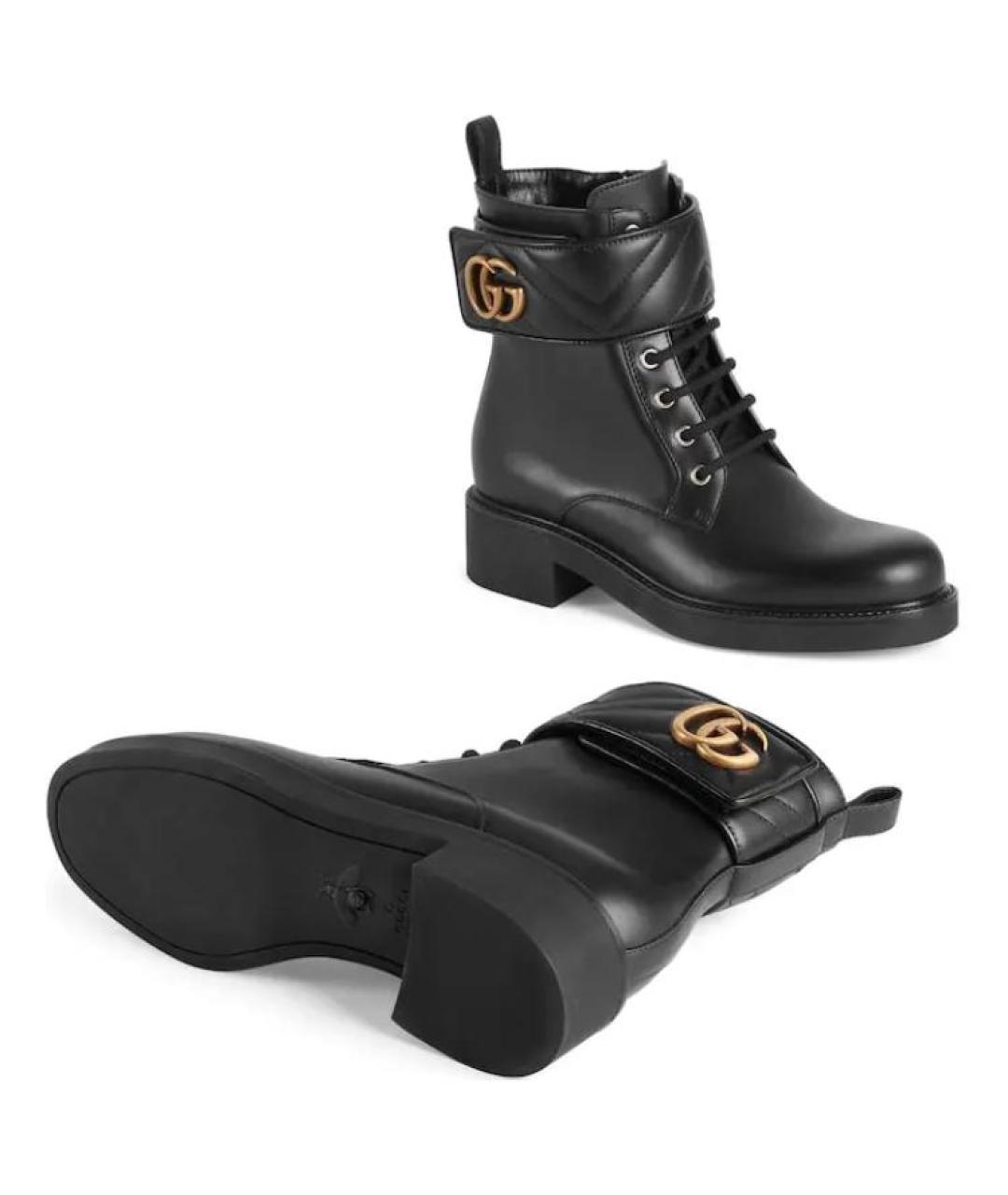 GUCCI Черные кожаные ботинки, фото 5
