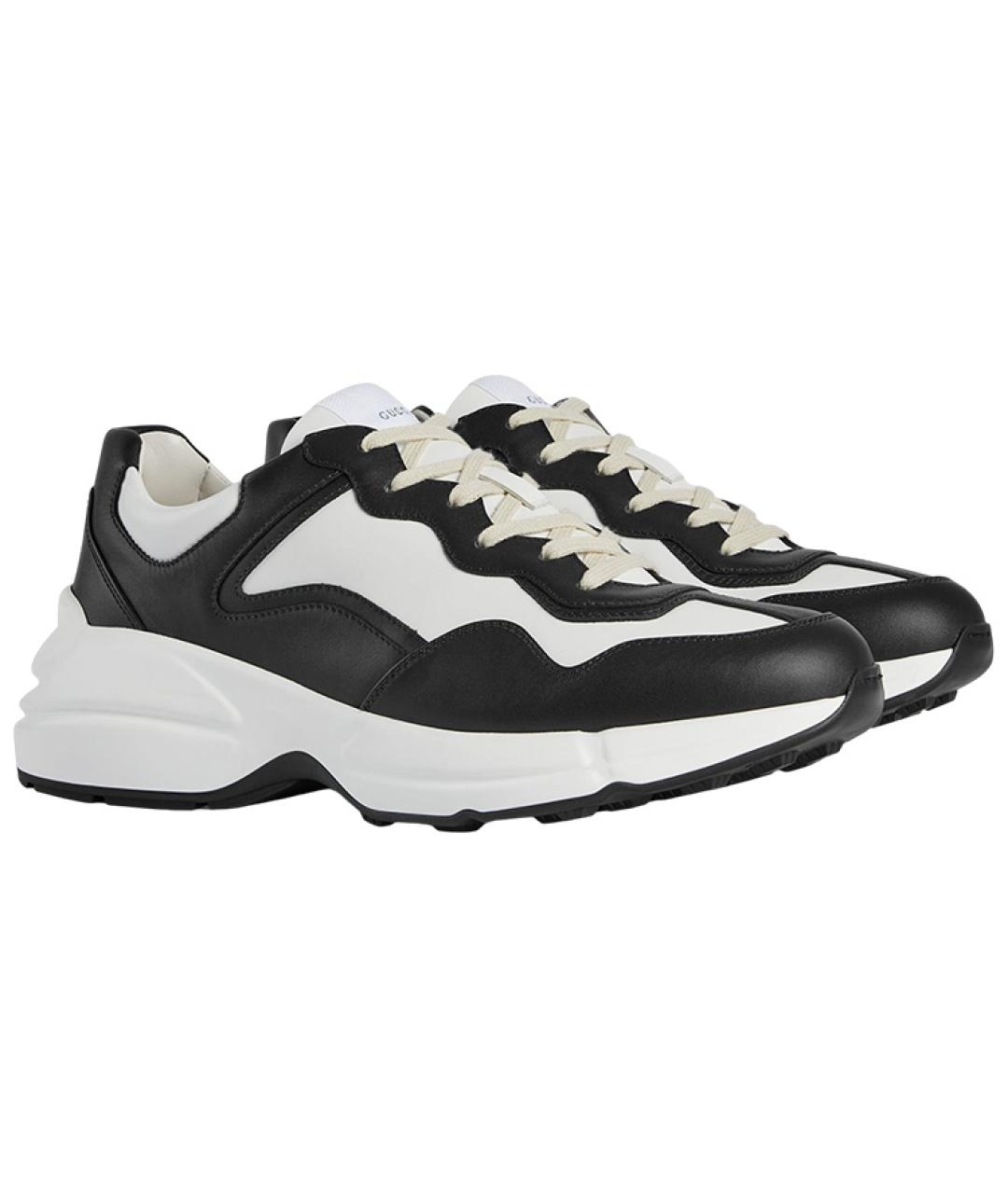 GUCCI Черные кожаные низкие кроссовки / кеды, фото 2