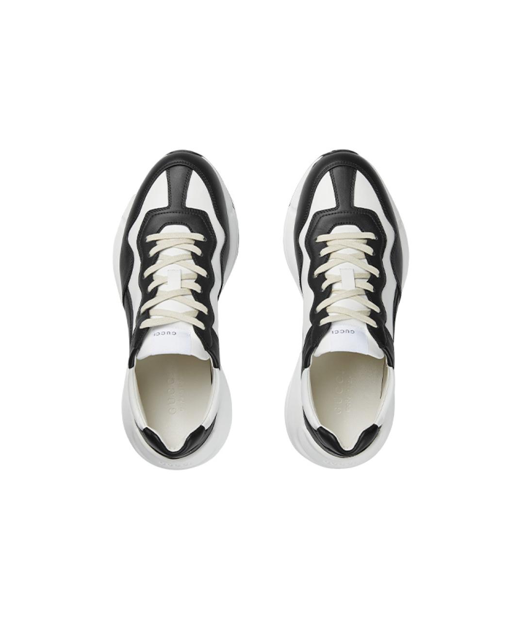 GUCCI Черные кожаные низкие кроссовки / кеды, фото 3