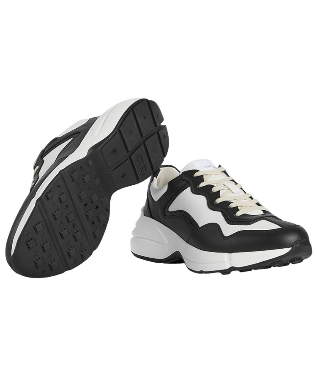 GUCCI Черные кожаные низкие кроссовки / кеды, фото 5