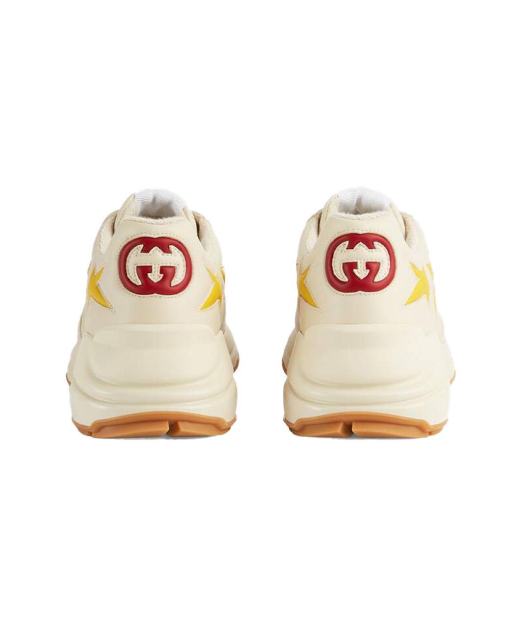 GUCCI Бежевые кожаные кроссовки, фото 4