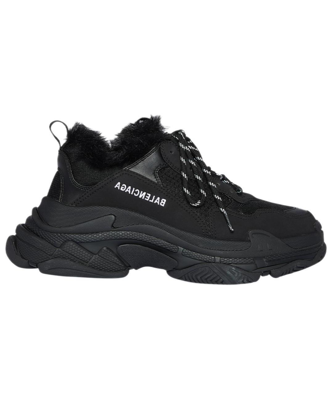 BALENCIAGA Черные текстильные низкие кроссовки / кеды, фото 1