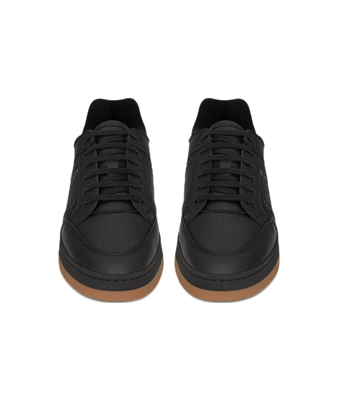 SAINT LAURENT Черные кожаные низкие кроссовки / кеды, фото 4