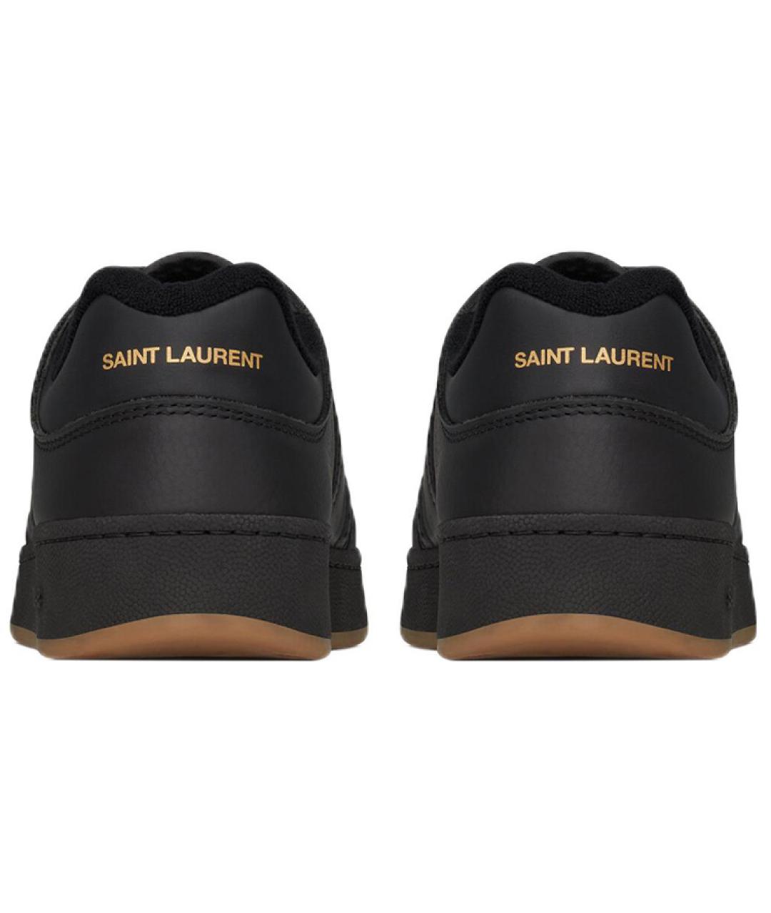 SAINT LAURENT Черные кожаные низкие кроссовки / кеды, фото 5