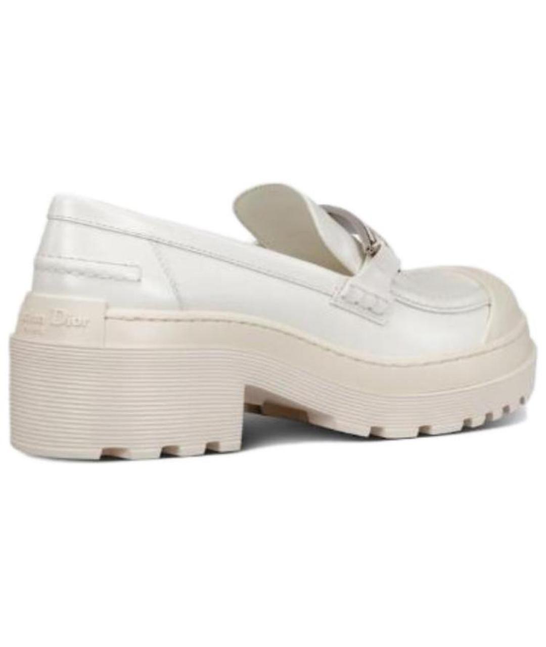 CHRISTIAN DIOR Белые кожаные лоферы, фото 4