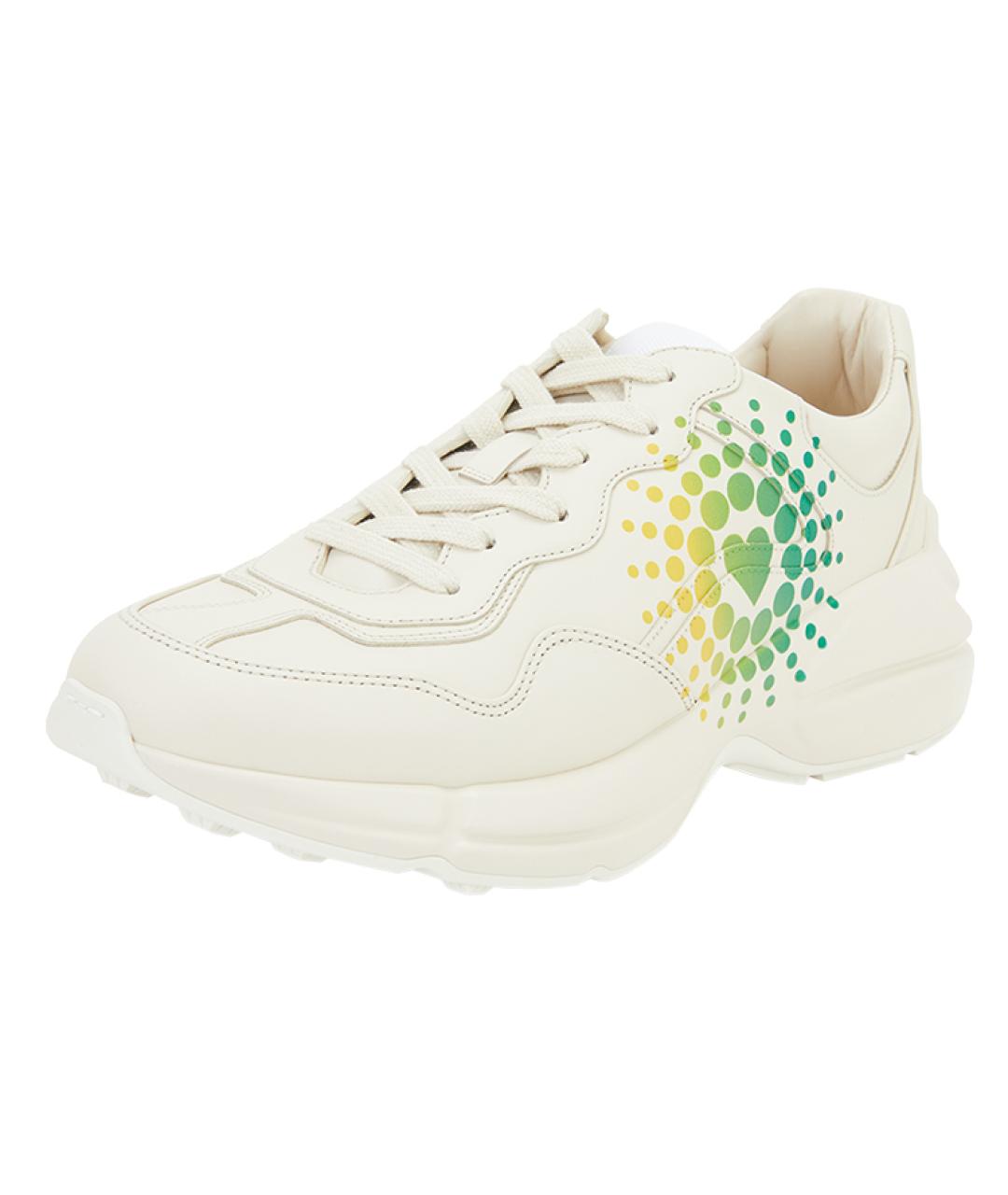 GUCCI Белые кожаные низкие кроссовки / кеды, фото 3