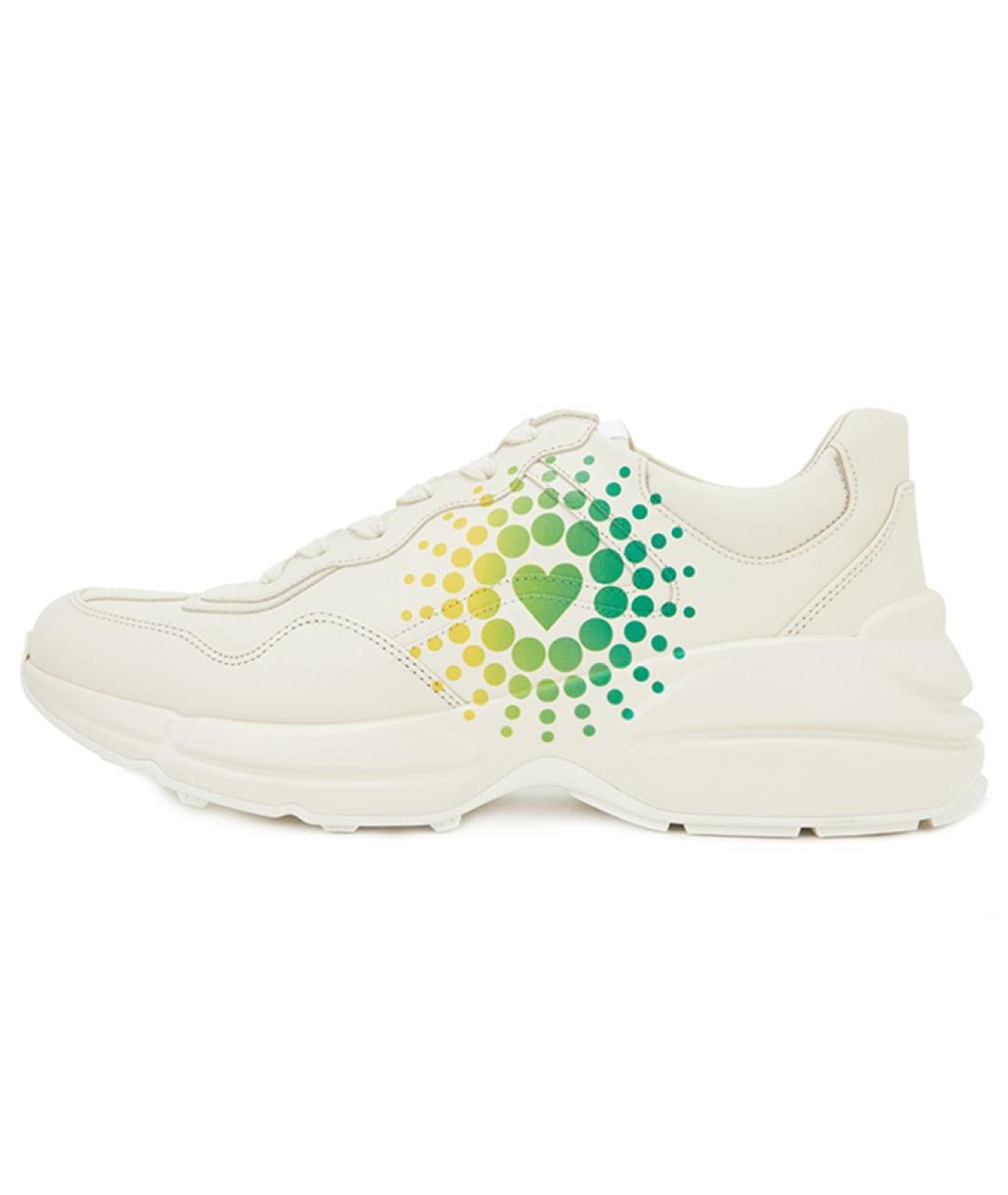 GUCCI Белые кожаные низкие кроссовки / кеды, фото 6