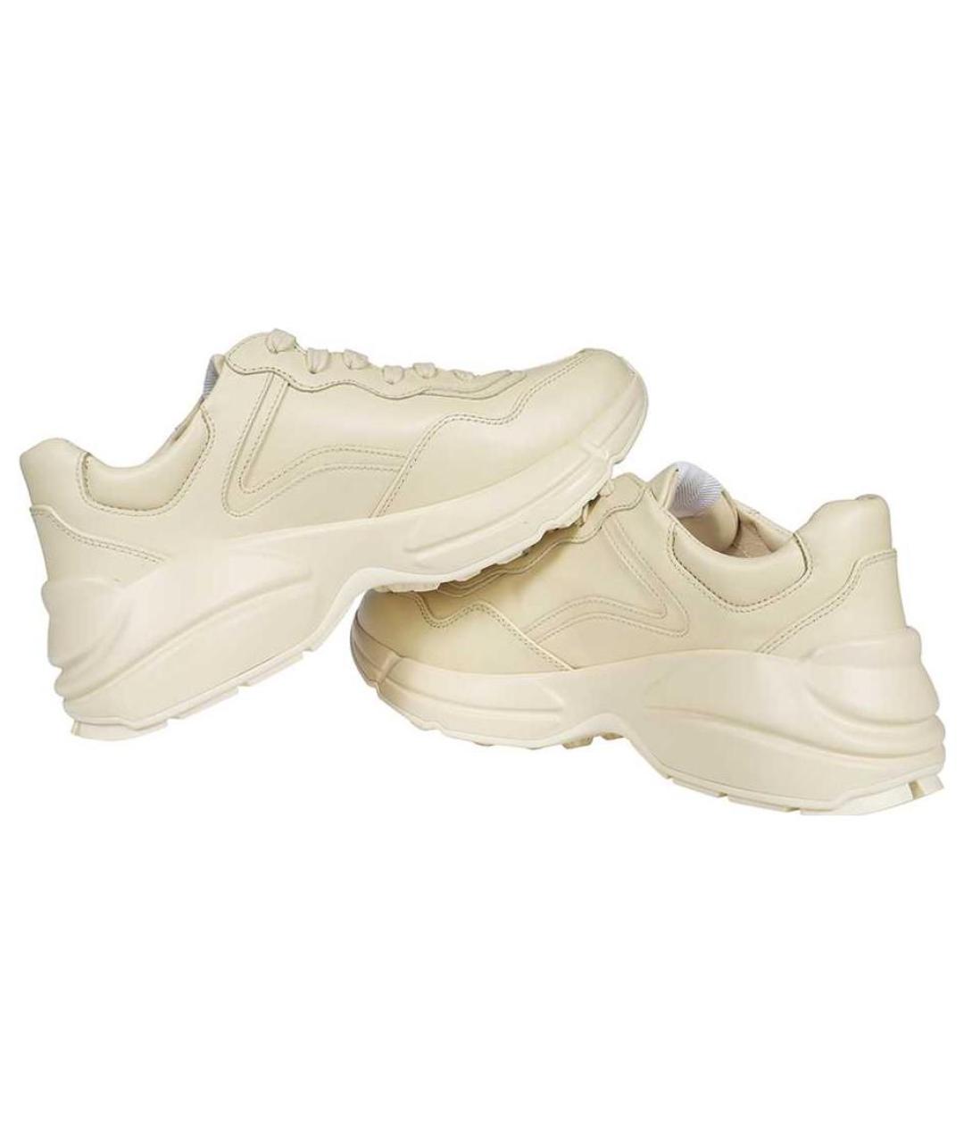 GUCCI Бежевые кожаные кроссовки, фото 4