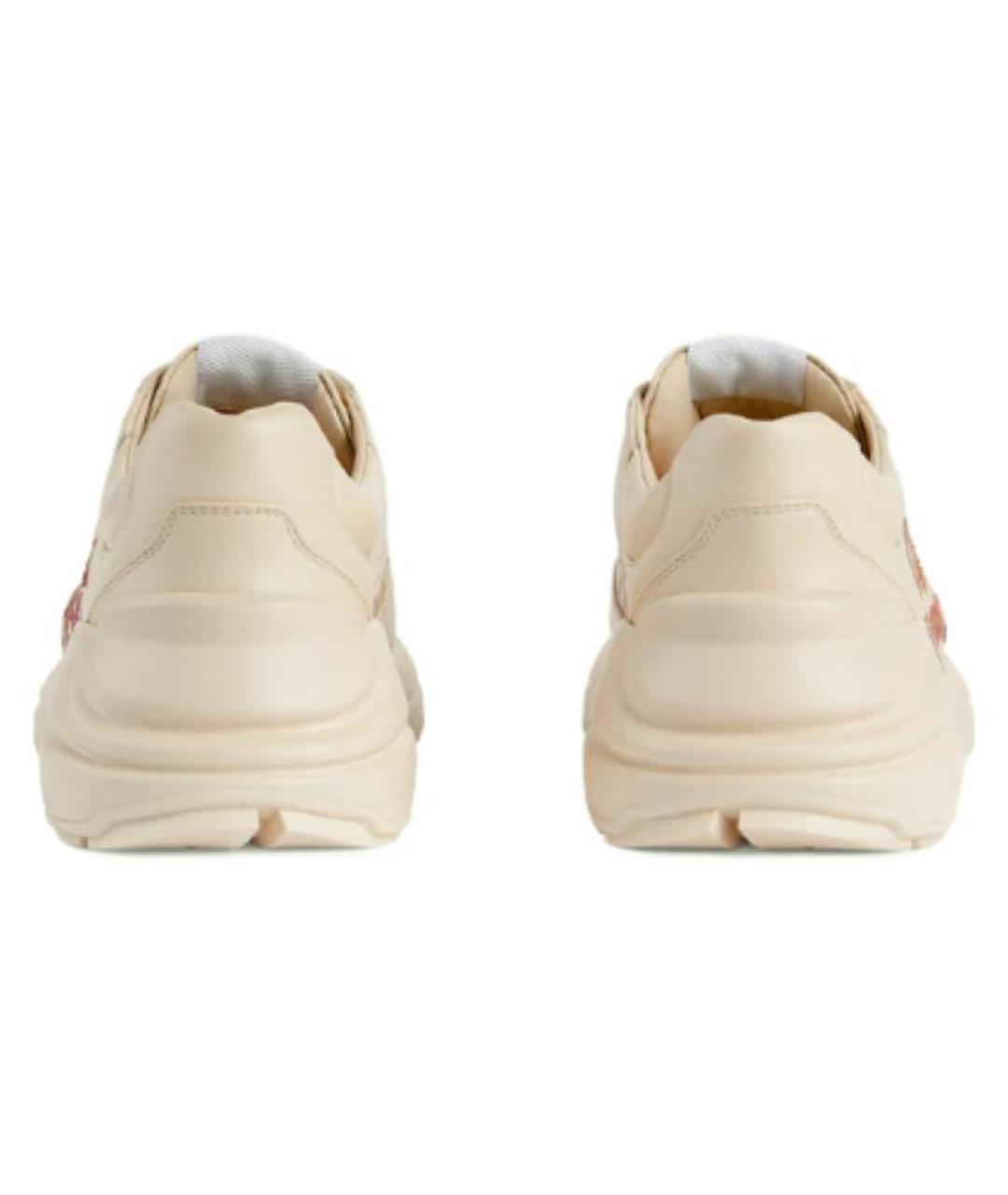 GUCCI Бежевые кожаные кроссовки, фото 5