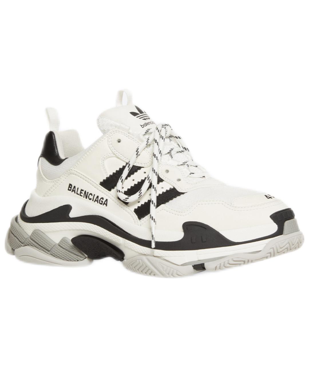 BALENCIAGA Белые кожаные низкие кроссовки / кеды, фото 3