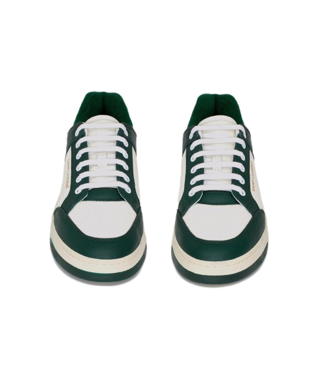 SAINT LAURENT Зеленые кожаные низкие кроссовки / кеды, фото 3