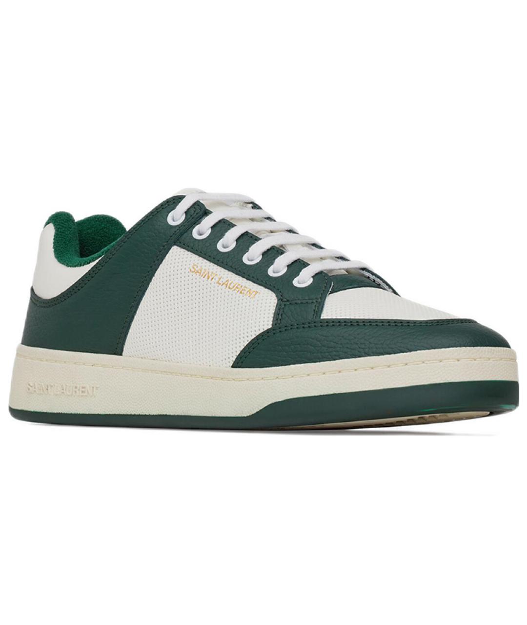 SAINT LAURENT Зеленые кожаные низкие кроссовки / кеды, фото 2