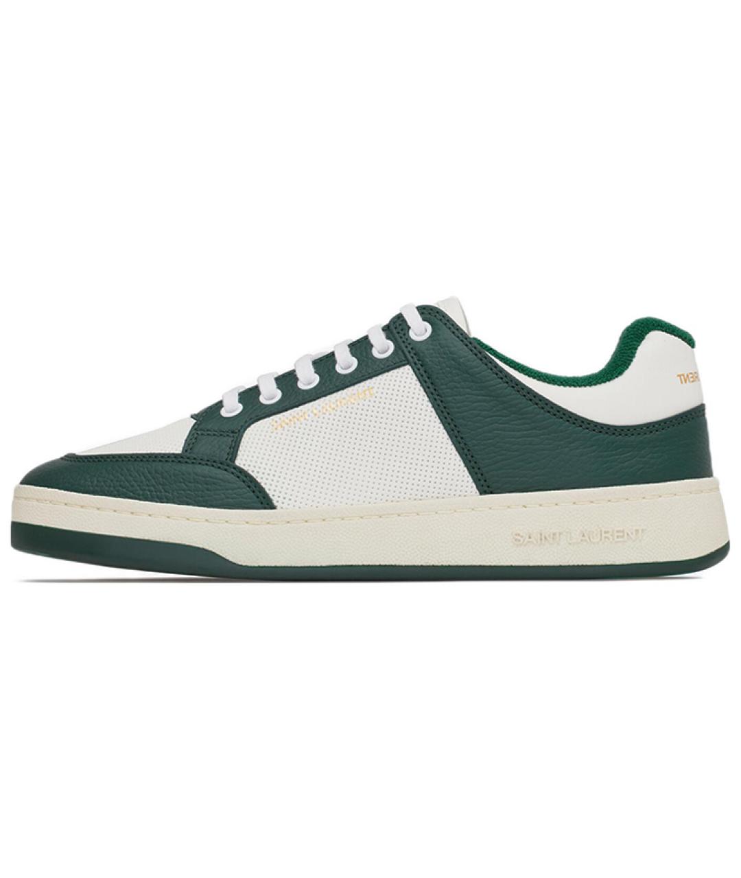 SAINT LAURENT Зеленые кожаные низкие кроссовки / кеды, фото 5
