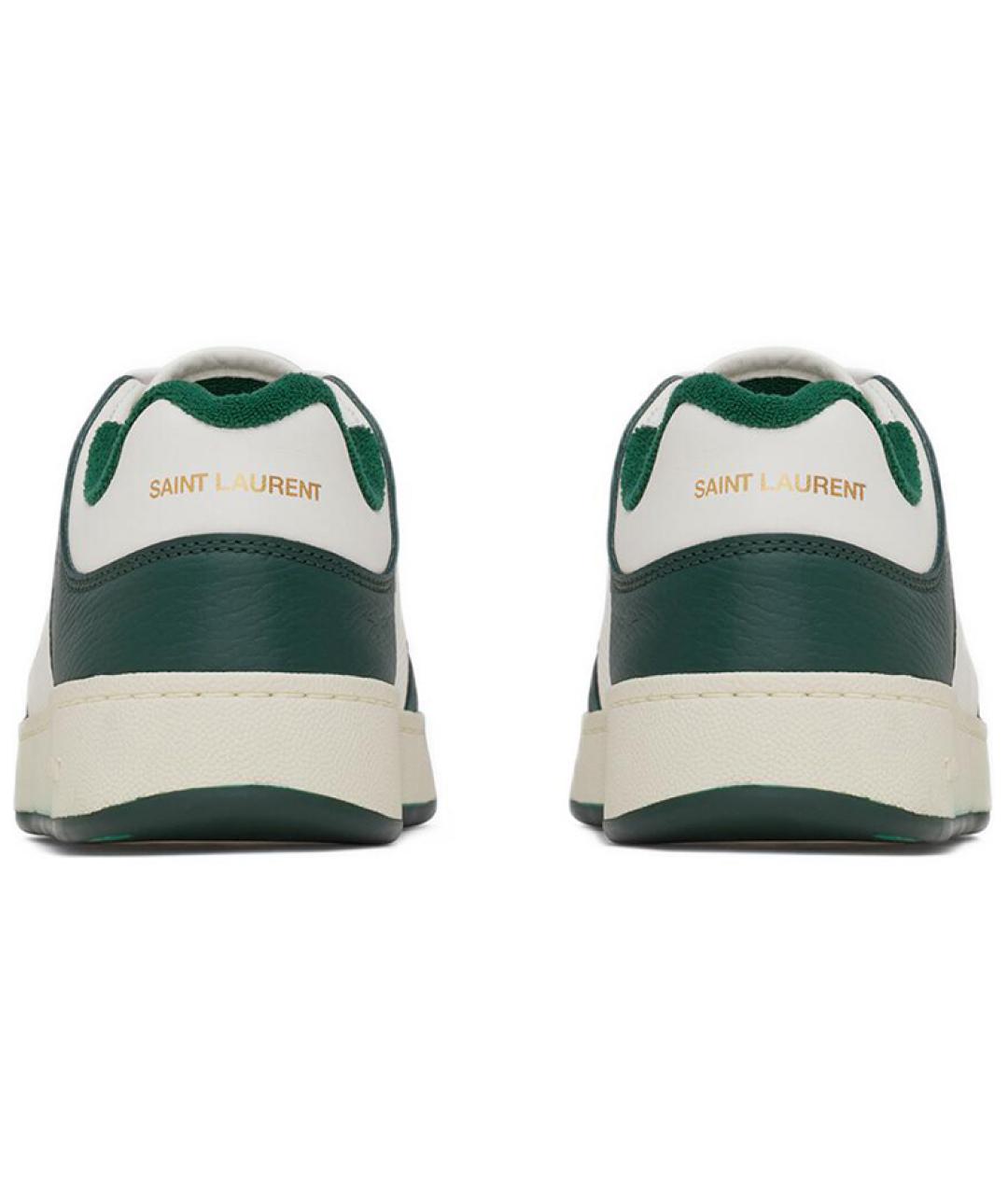 SAINT LAURENT Зеленые кожаные низкие кроссовки / кеды, фото 4