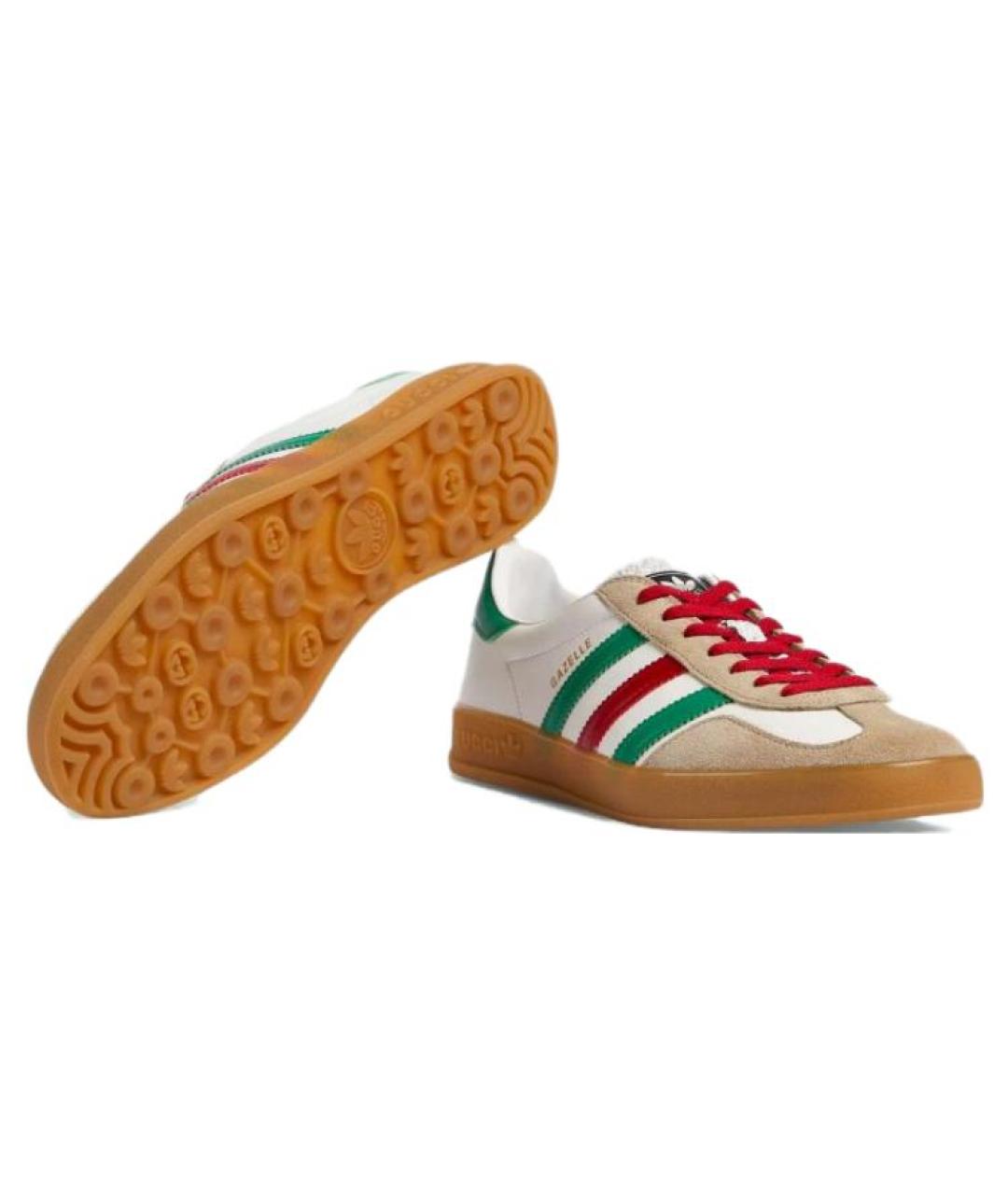 GUCCI Белые кожаные низкие кроссовки / кеды, фото 6