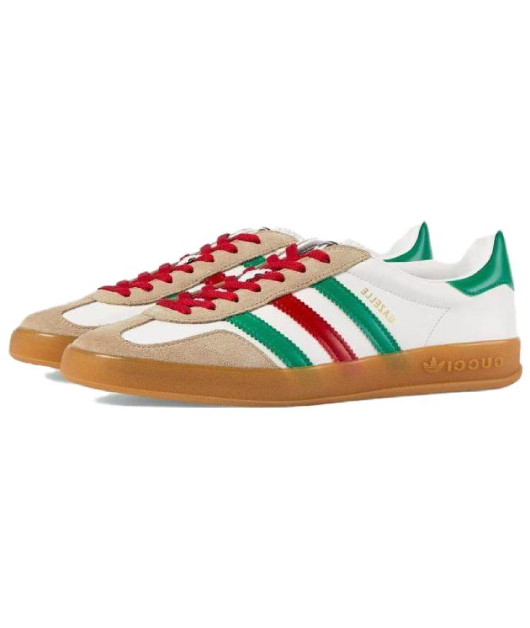 GUCCI Белые кожаные низкие кроссовки / кеды, фото 2