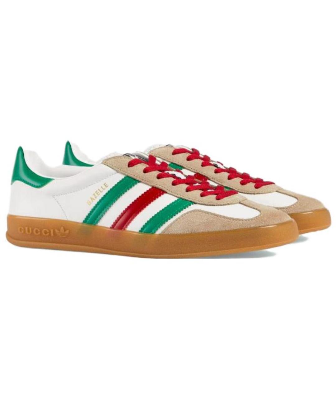 GUCCI Белые кожаные низкие кроссовки / кеды, фото 3