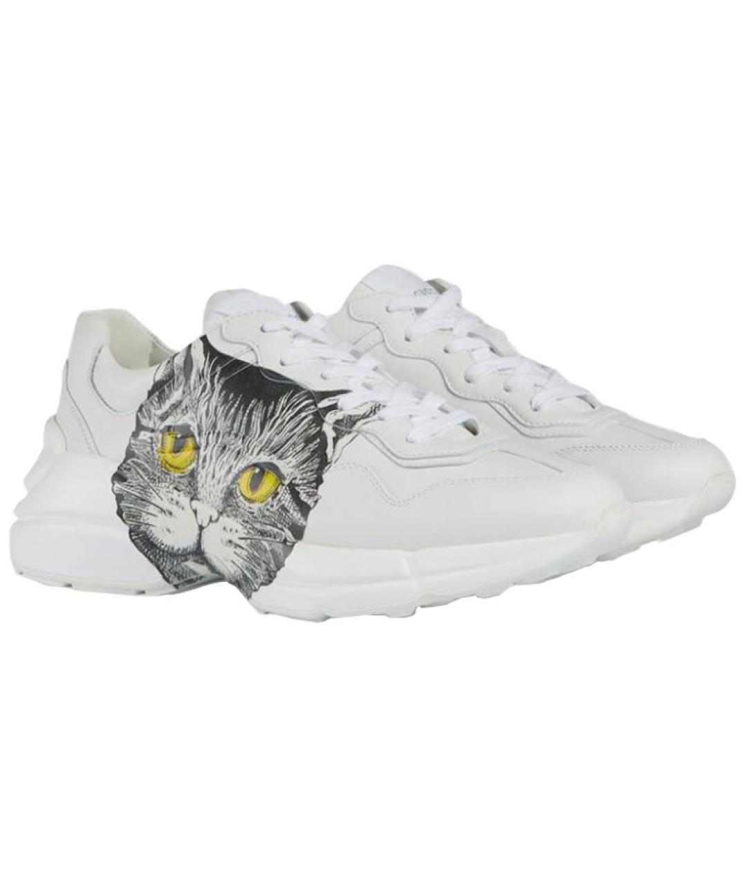 GUCCI Белые кожаные кроссовки, фото 2