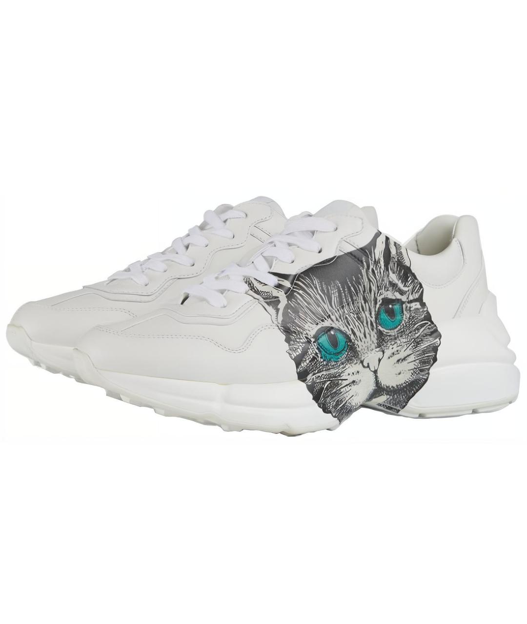 GUCCI Белые кожаные кроссовки, фото 3