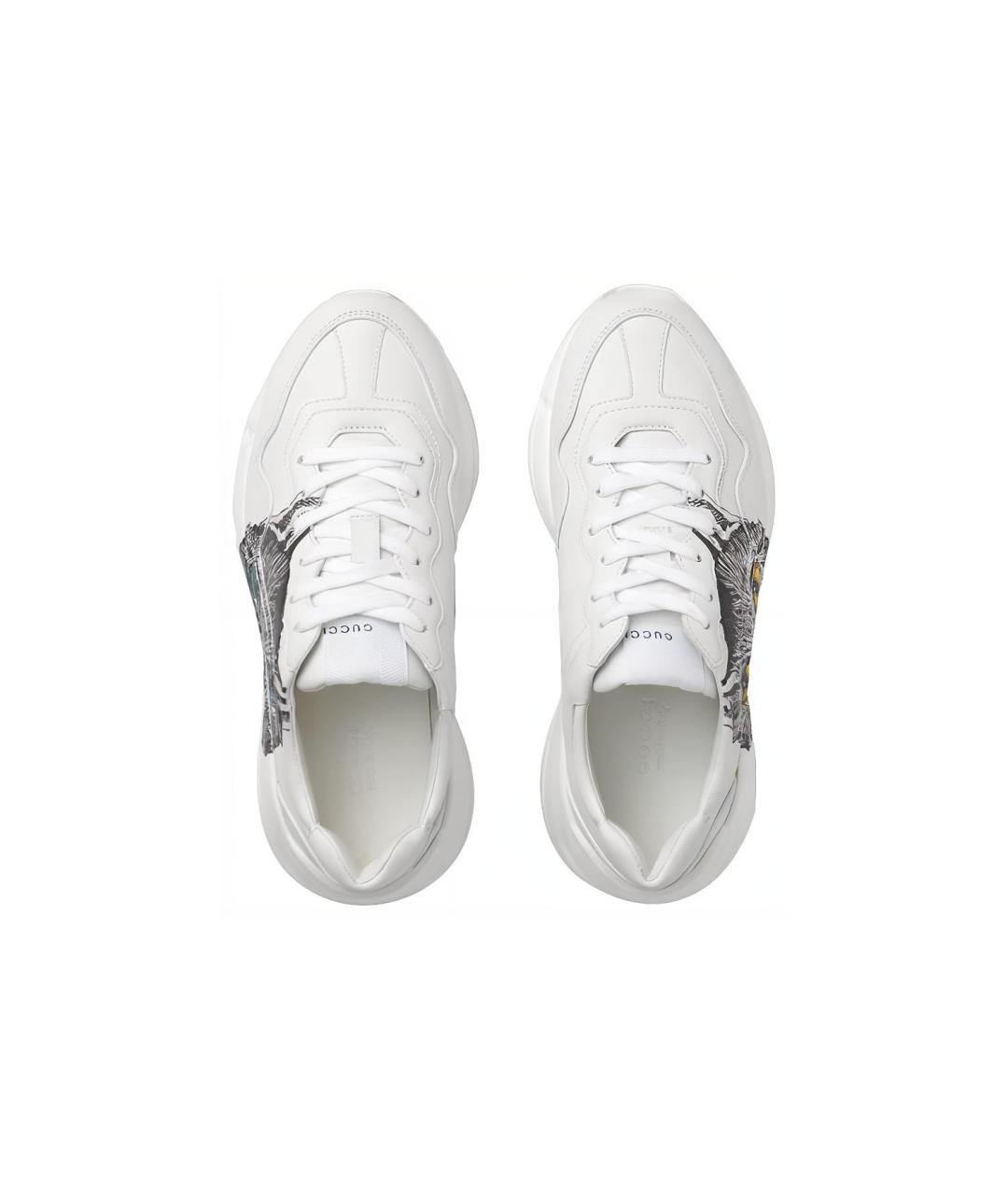 GUCCI Белые кожаные кроссовки, фото 4