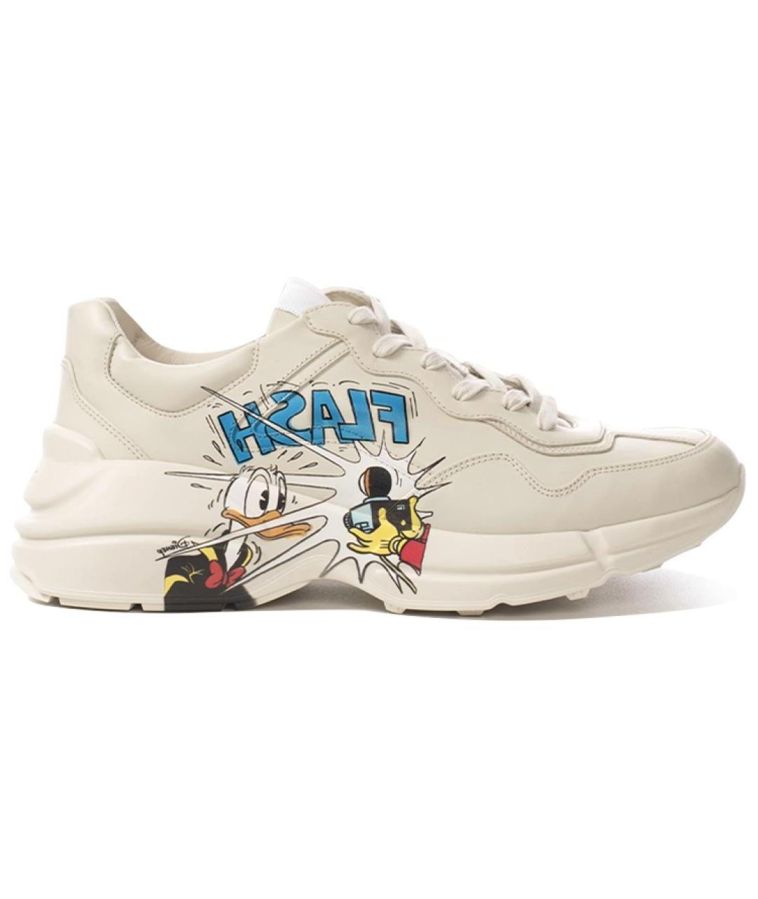 GUCCI Бежевые кожаные кроссовки, фото 1