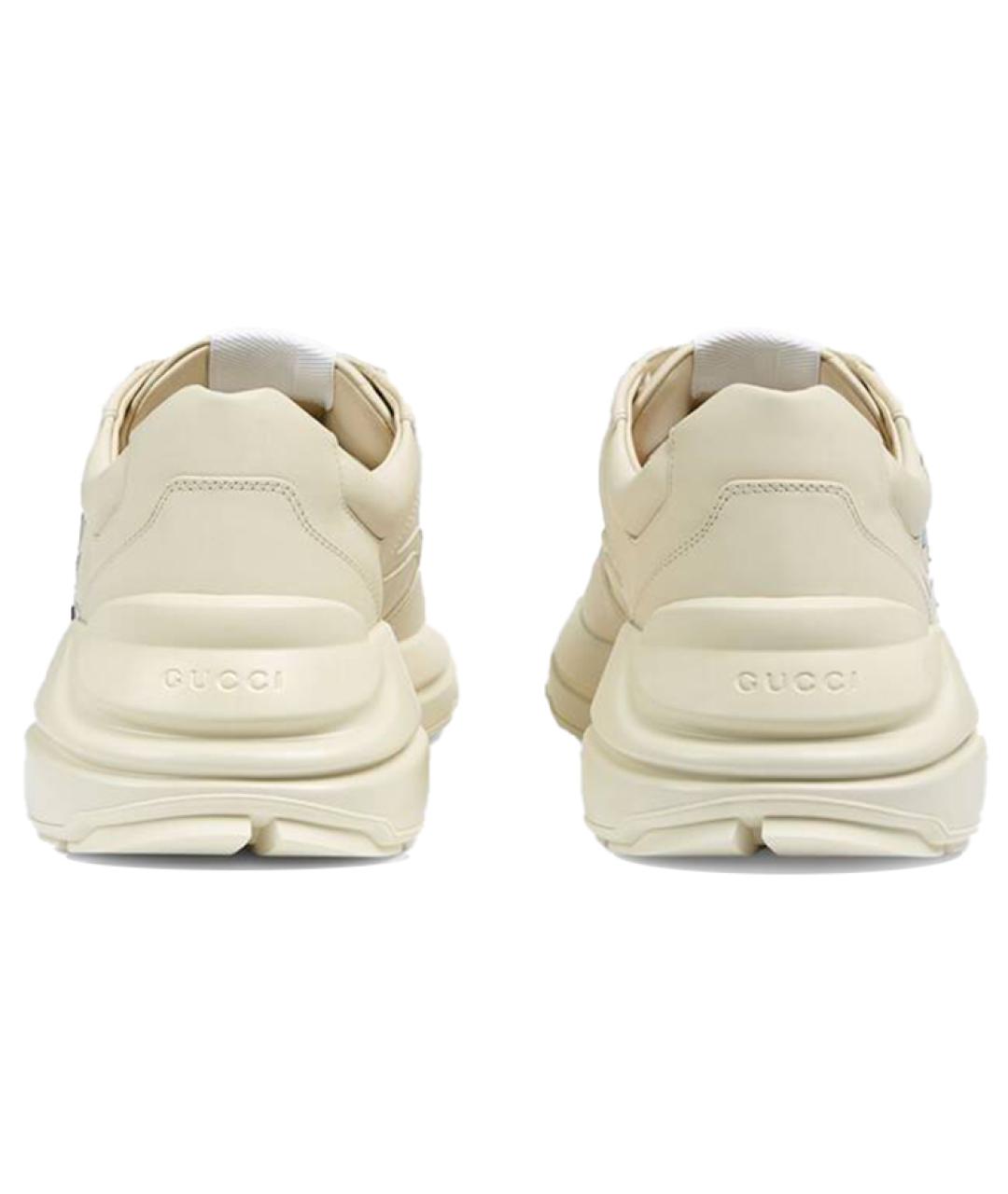 GUCCI Бежевые кожаные кроссовки, фото 4