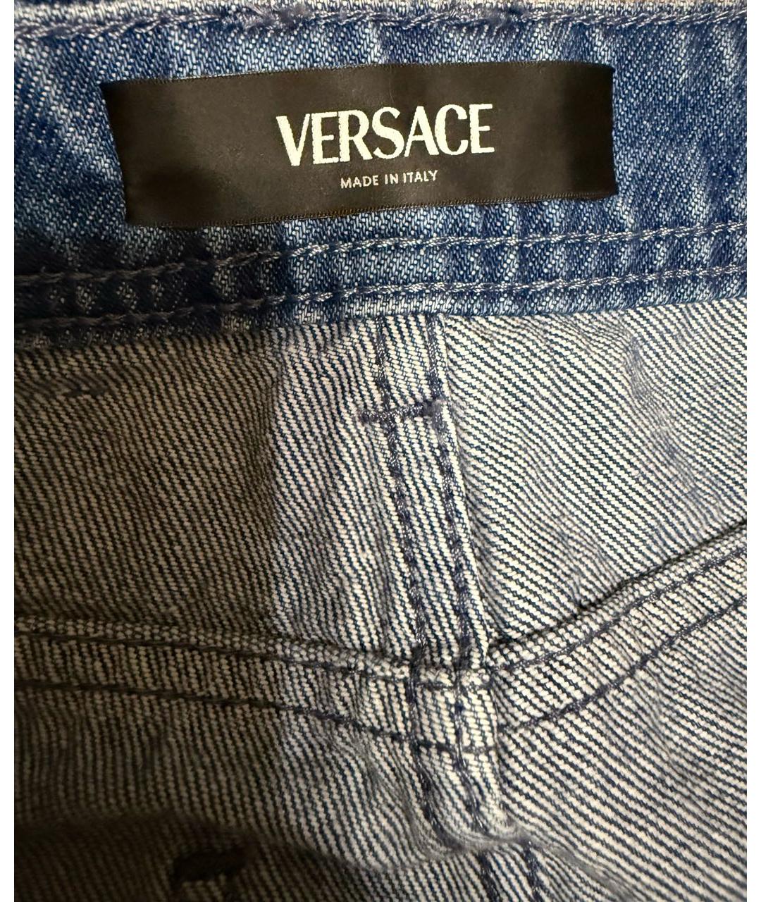 VERSACE Синие хлопковые прямые джинсы, фото 3