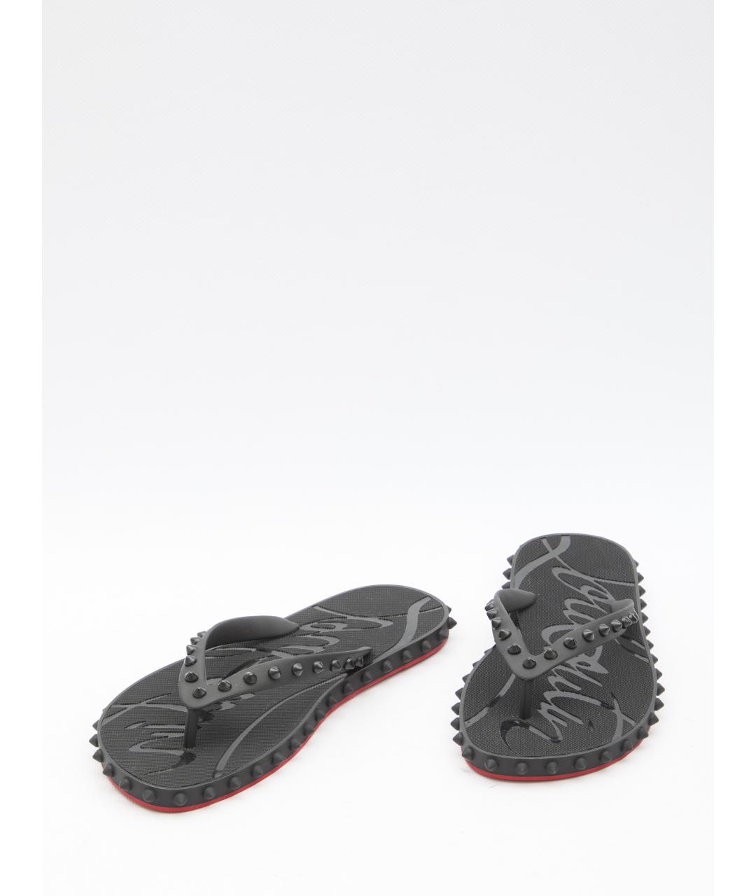 CHRISTIAN LOUBOUTIN Черные резиновые шлепанцы, фото 4