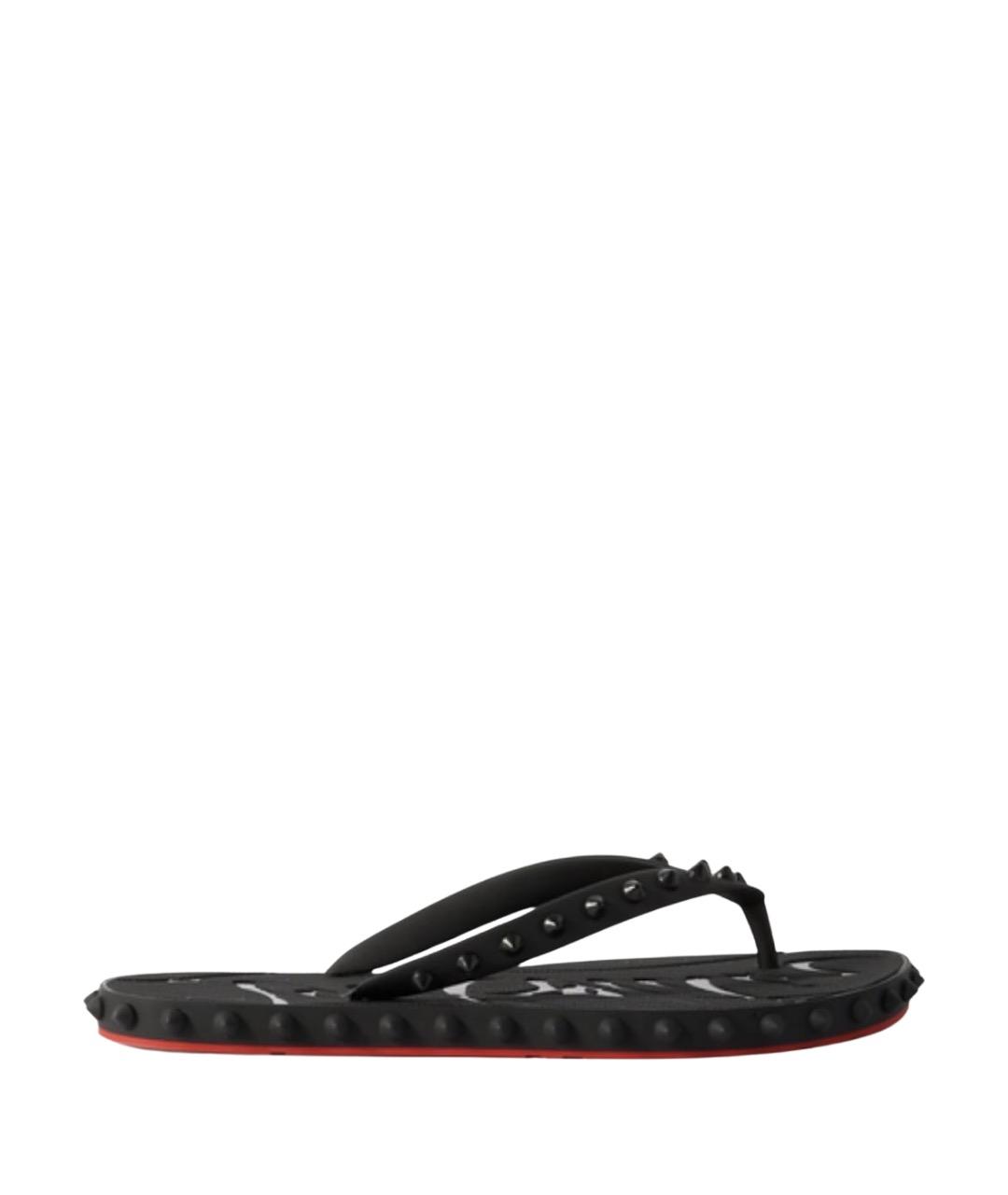 CHRISTIAN LOUBOUTIN Черные резиновые шлепанцы, фото 1