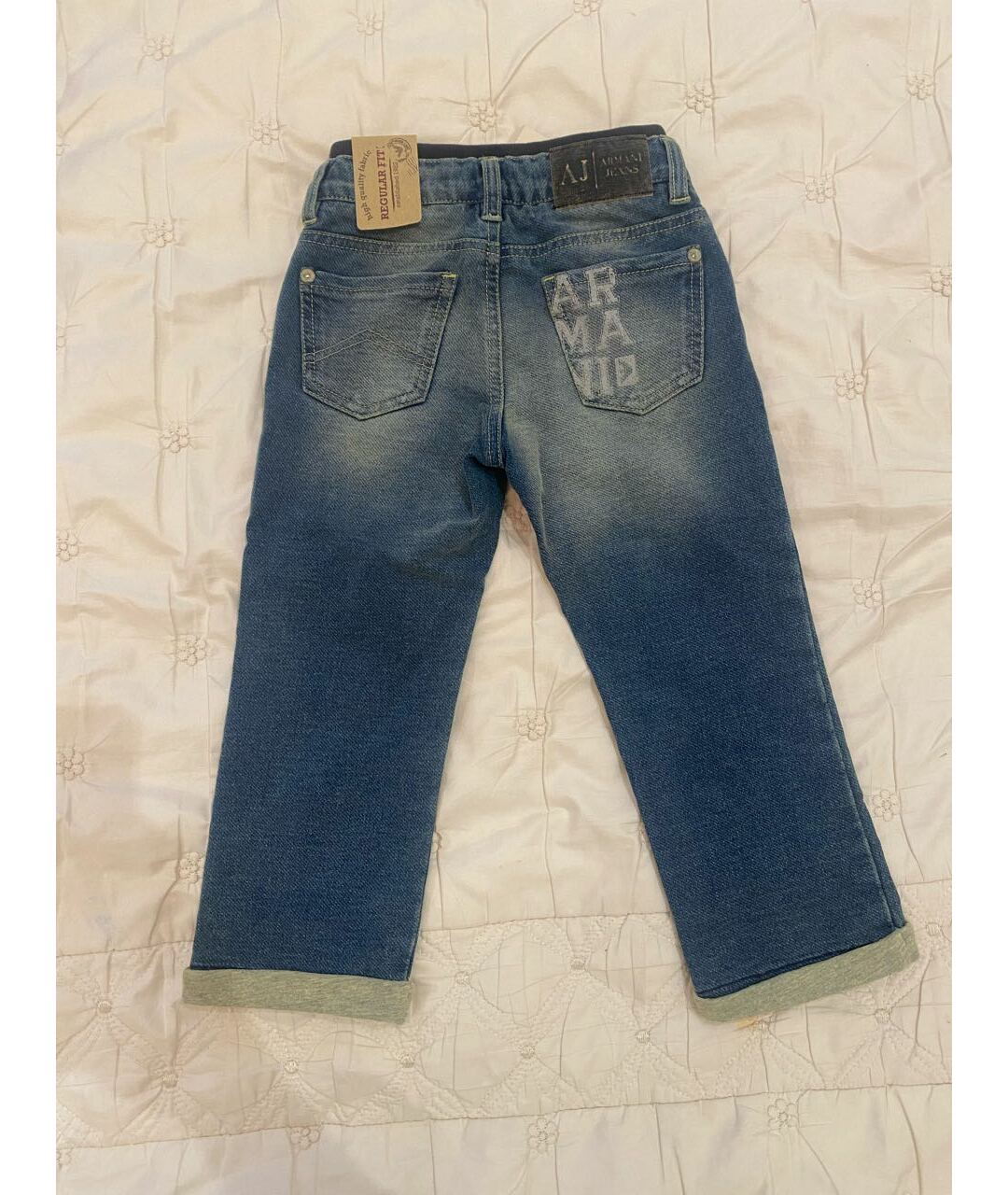 ARMANI JUNIOR Синие хлопковые детские джинсы, фото 2