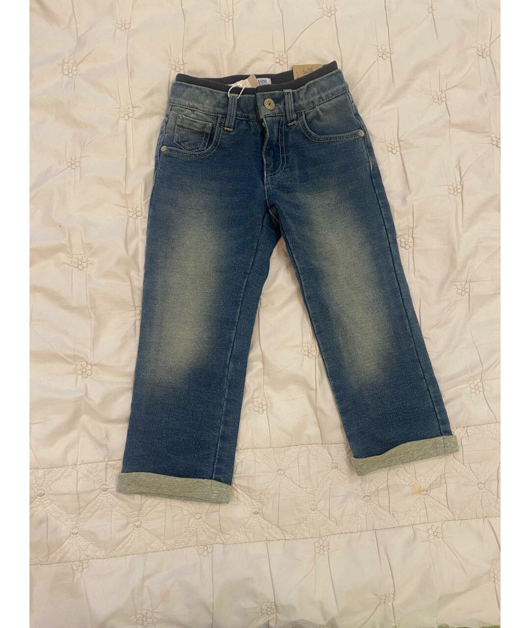 ARMANI JUNIOR Синие хлопковые детские джинсы, фото 5