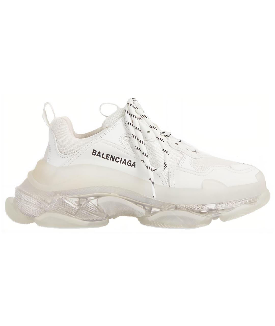 BALENCIAGA Белые кожаные кроссовки, фото 1