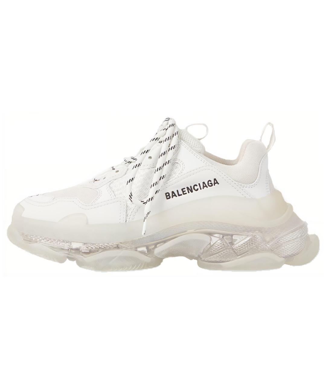 BALENCIAGA Белые кожаные кроссовки, фото 2