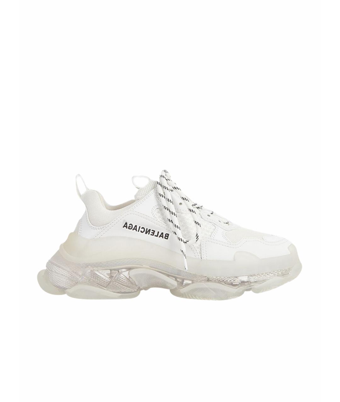 BALENCIAGA Белые кожаные низкие кроссовки / кеды, фото 1