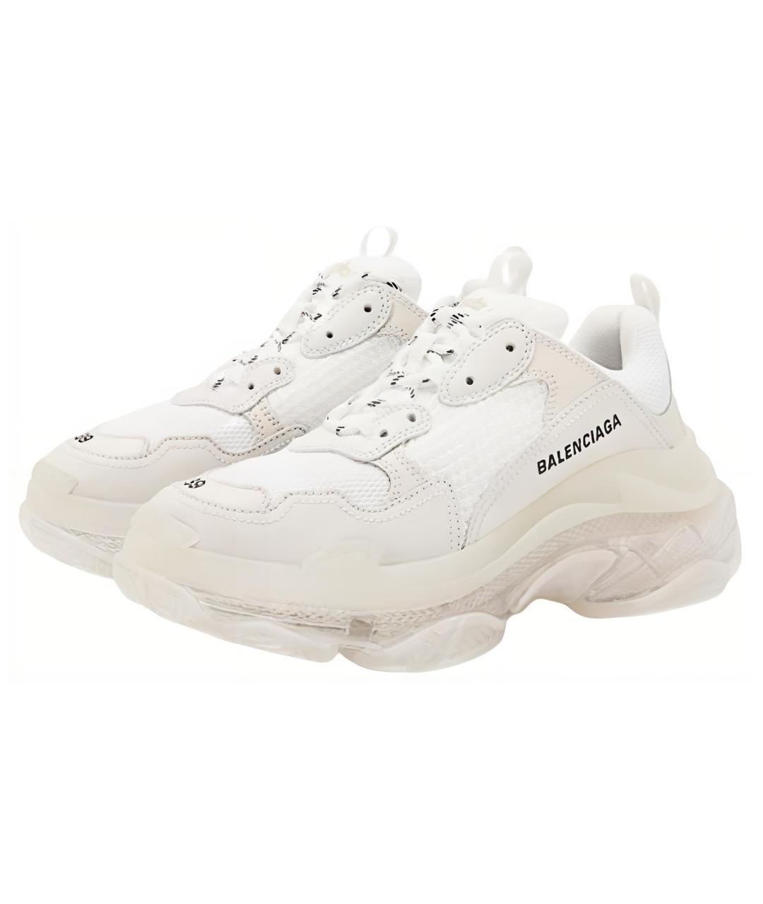 BALENCIAGA Белые кожаные низкие кроссовки / кеды, фото 3