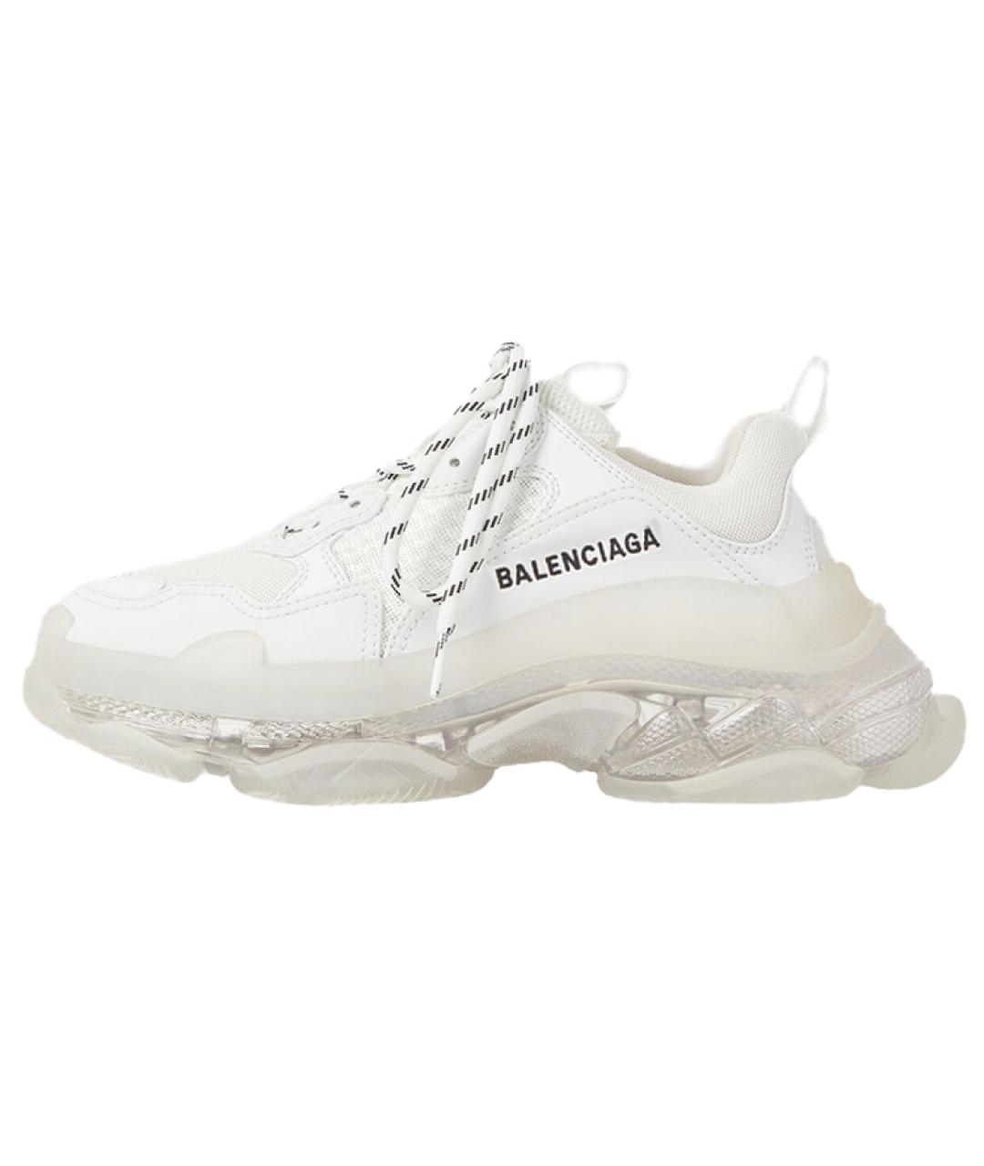 BALENCIAGA Белые кожаные низкие кроссовки / кеды, фото 6