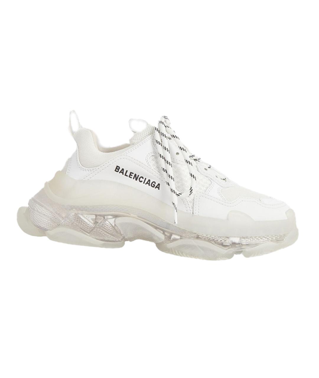 BALENCIAGA Белые кожаные низкие кроссовки / кеды, фото 2