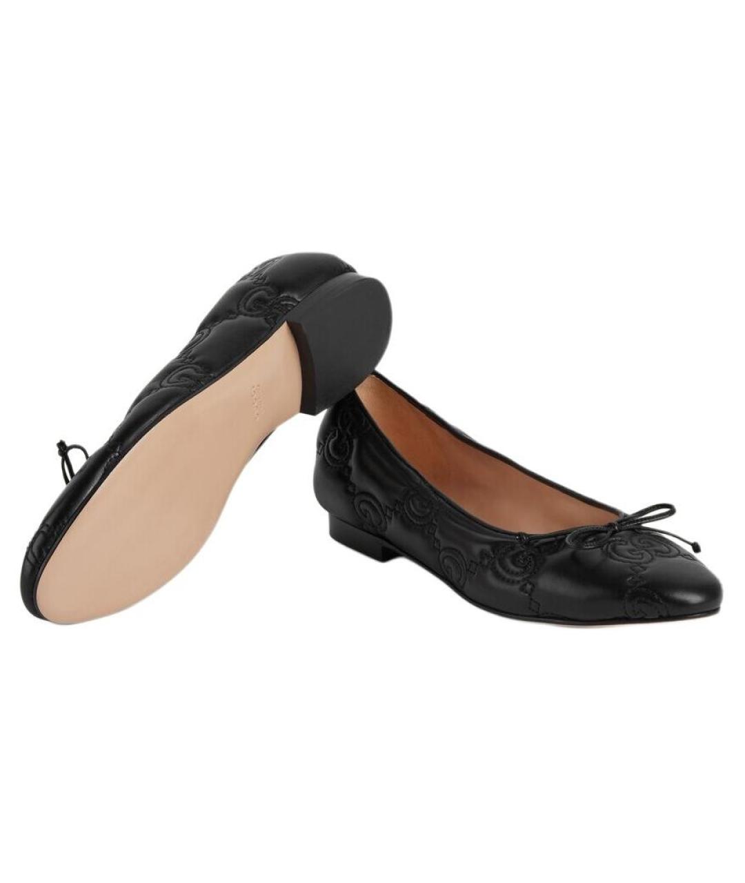 GUCCI Черные кожаные балетки, фото 5