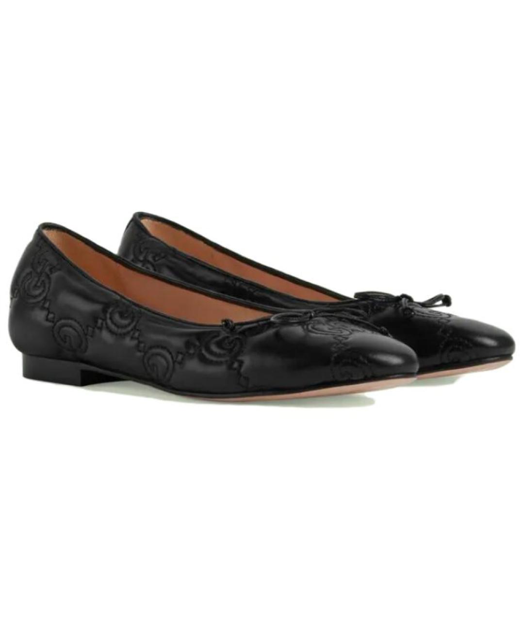 GUCCI Черные кожаные балетки, фото 3