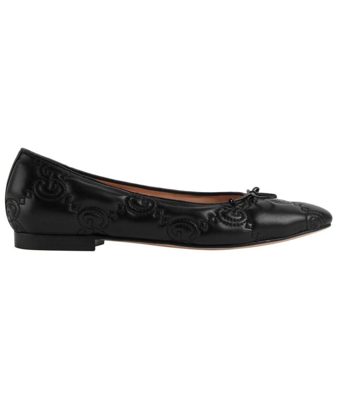 GUCCI Черные кожаные балетки, фото 1