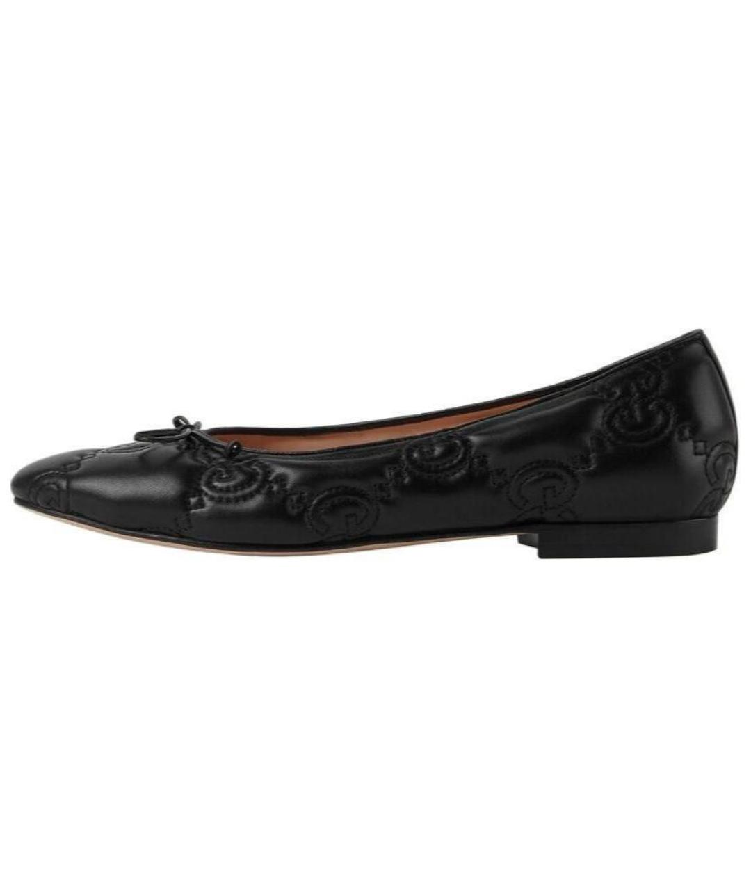 GUCCI Черные кожаные балетки, фото 2