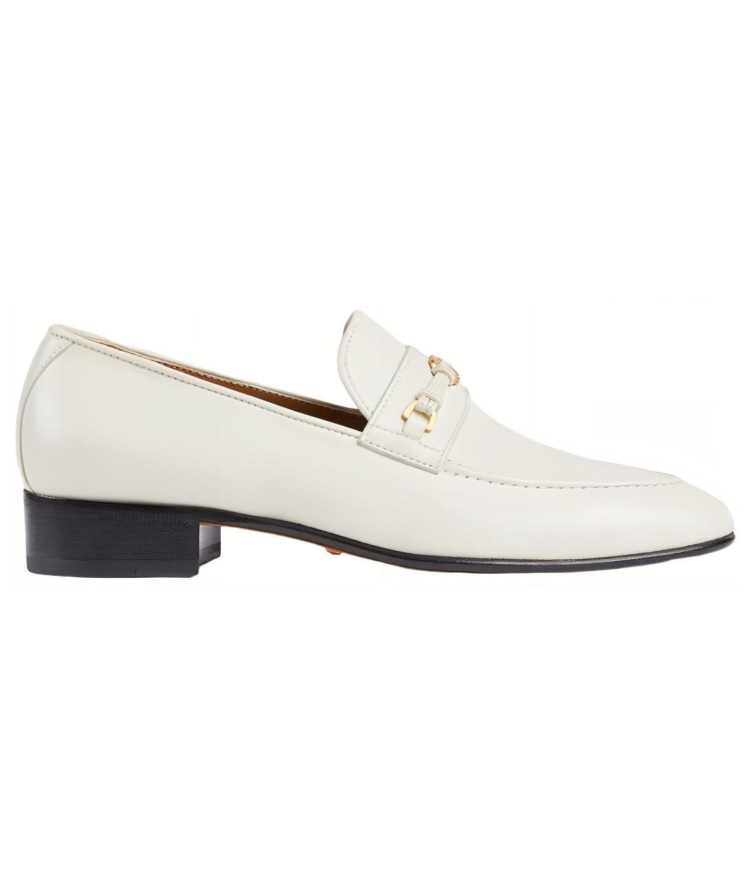 GUCCI Белые кожаные лоферы, фото 1