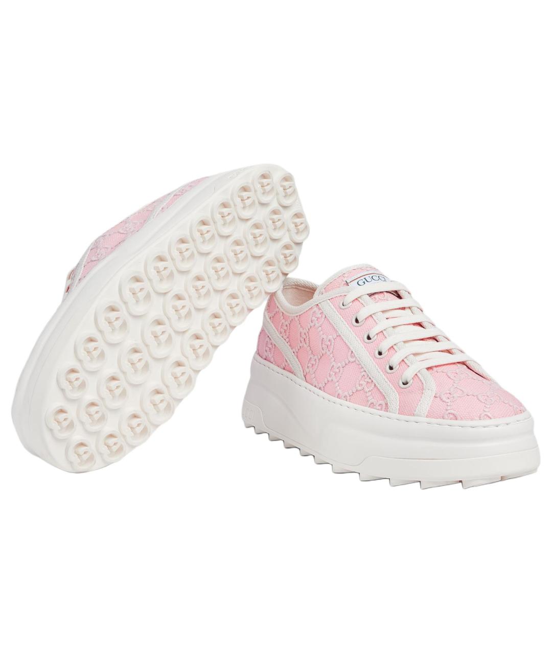 GUCCI Розовые текстильные кроссовки, фото 6