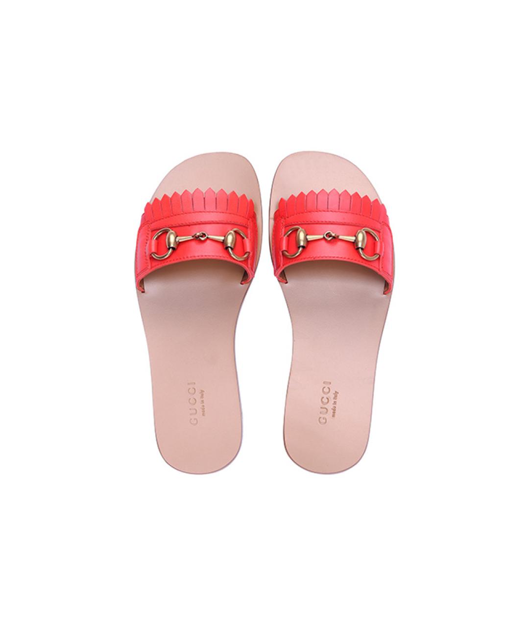 GUCCI Красные кожаные сандалии, фото 4