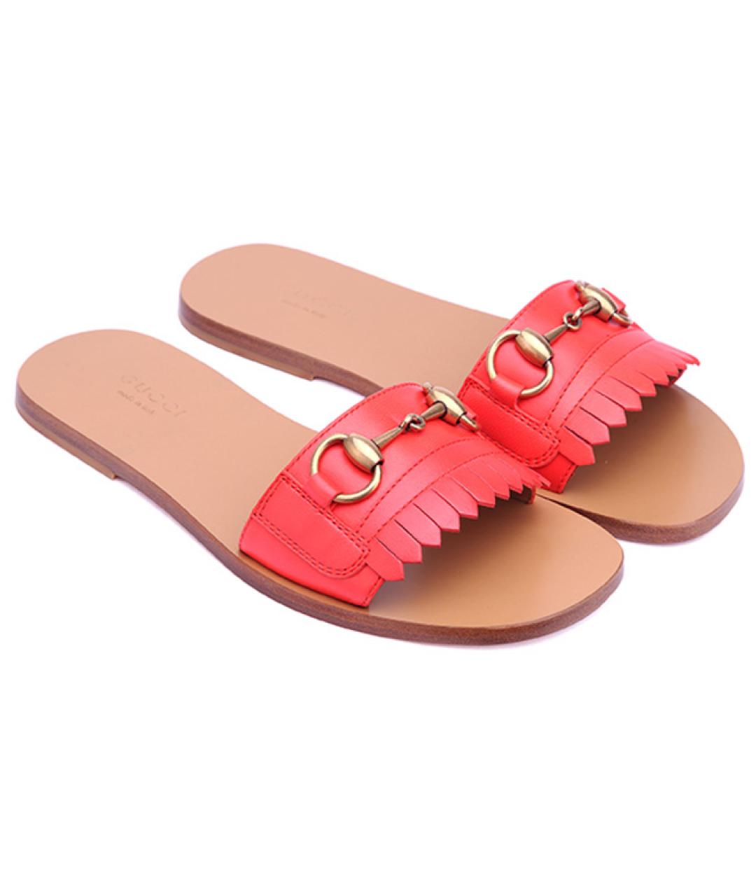 GUCCI Красные кожаные сандалии, фото 2