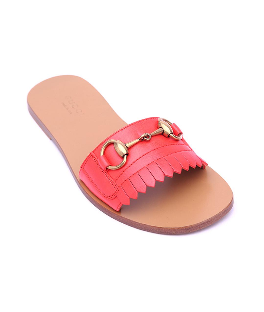 GUCCI Красные кожаные сандалии, фото 3