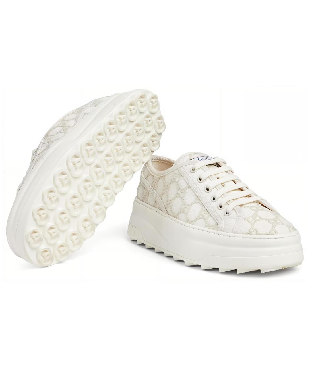 GUCCI Белые текстильные кроссовки, фото 3