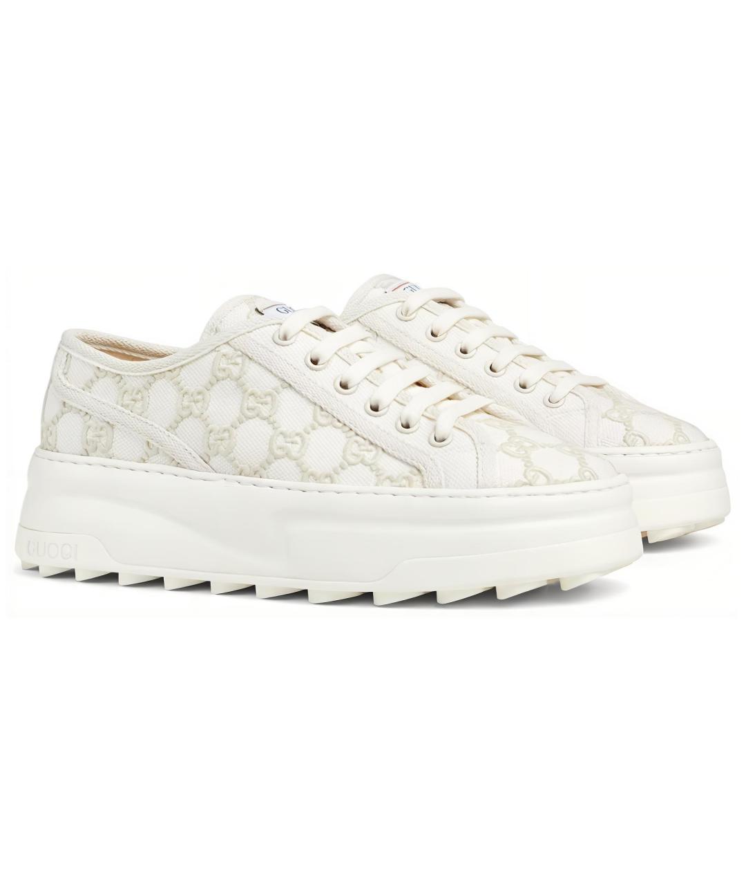 GUCCI Белые текстильные кроссовки, фото 2